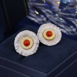 Blue Agate Daisy Stud Earrings