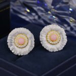 Blue Agate Daisy Stud Earrings