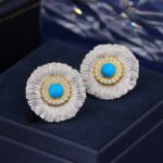 Blue Agate Daisy Stud Earrings