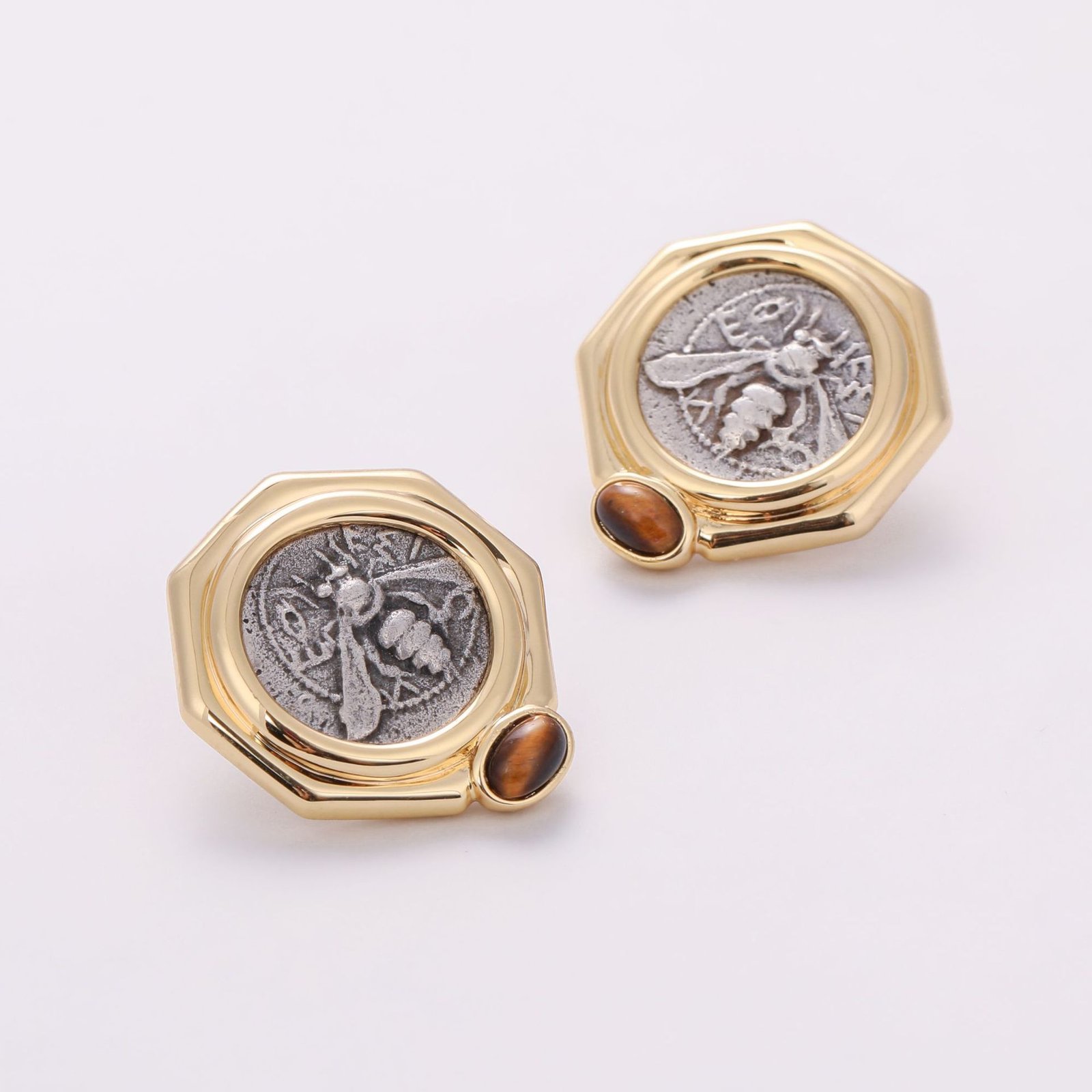sandoos-8c08970add9ea9cb53a8205008f84409854a7f41c2a7dabaae375856cbf1bb2f Bee Coin Stud Earrings