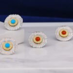 Blue Agate Daisy Stud Earrings