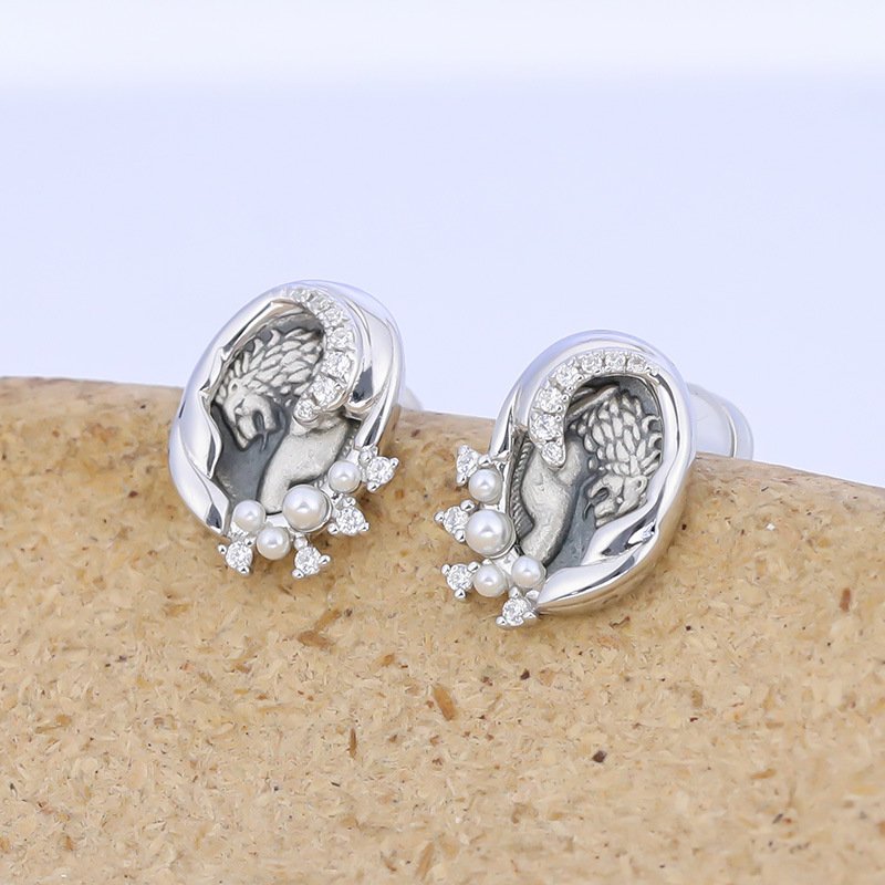 Lion Coin Stud Earrings
