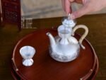 Floral Scroll Hammered Silver Pitcher and Cups - original view 3