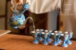 Floral Cloisonne Silver Pitcher and Cups - original view 5
