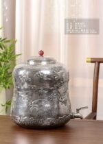 Crane and Cloud Silver Water Vessel - view 4