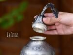 Fish and Lotus Silver Gourd Flask - original view 1