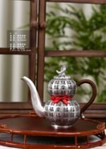 Hundred Blessings Gourd Silver Pitcher and Cups - original view 4
