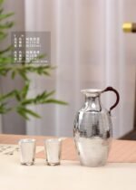 Minimal Hammered Silver Pitcher and Cups - original view 4