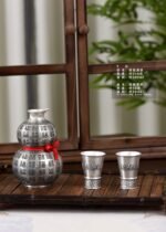 Hundred Blessings Silver Gourd Flask and Stemmed Cups - original view 4