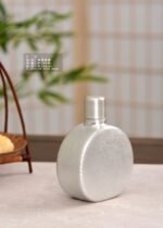 Rounded Hammered Silver Hip Flask - original view 2