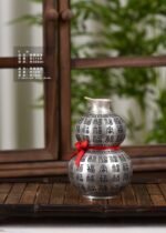 Hundred Blessings Silver Gourd Flask and Stemmed Cups - original view 2