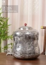 Crane and Cloud Silver Water Vessel - view 1